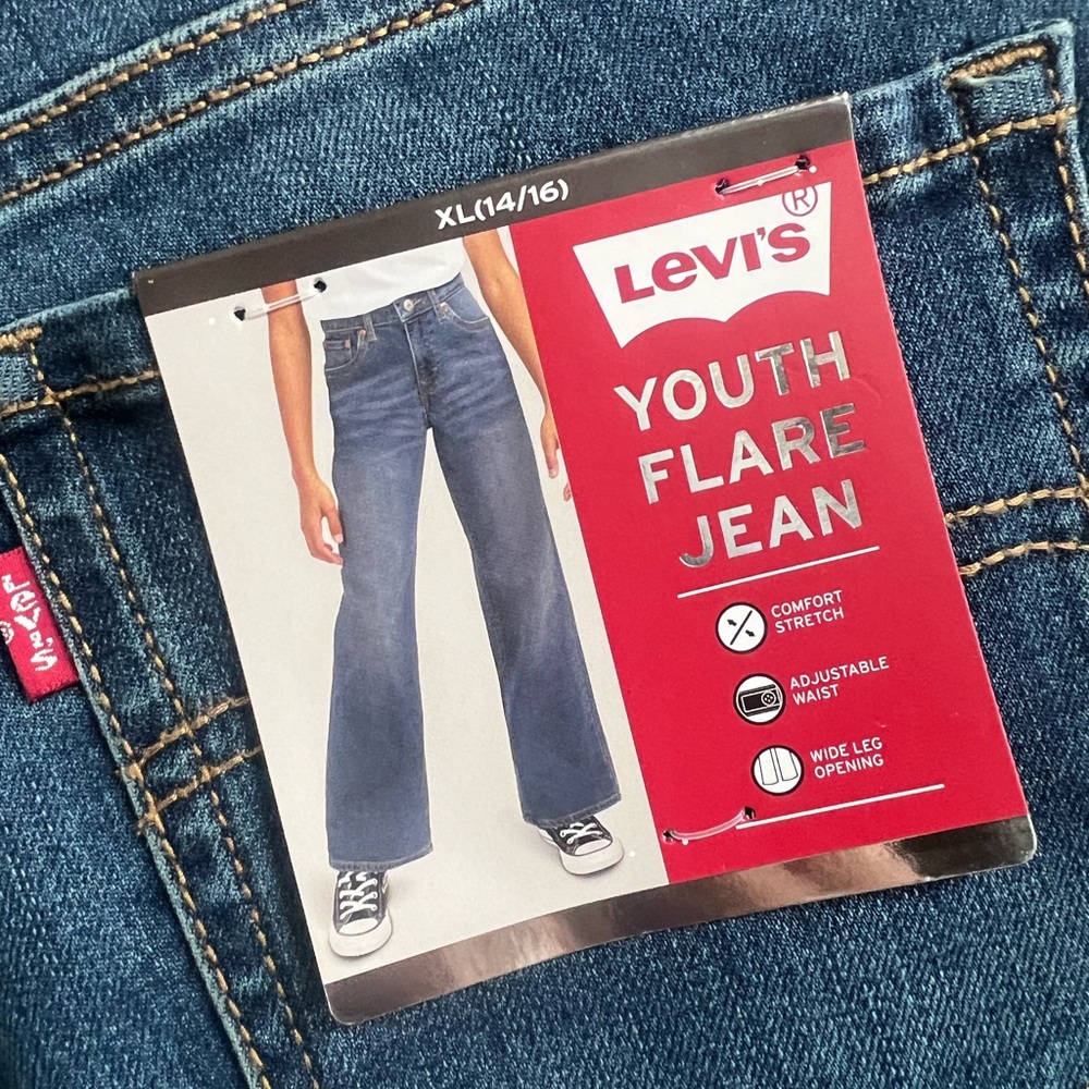 Levi's Girls 726 High Rise Flare Jeans - Girls XL 14/16 - Picture 5 of 7